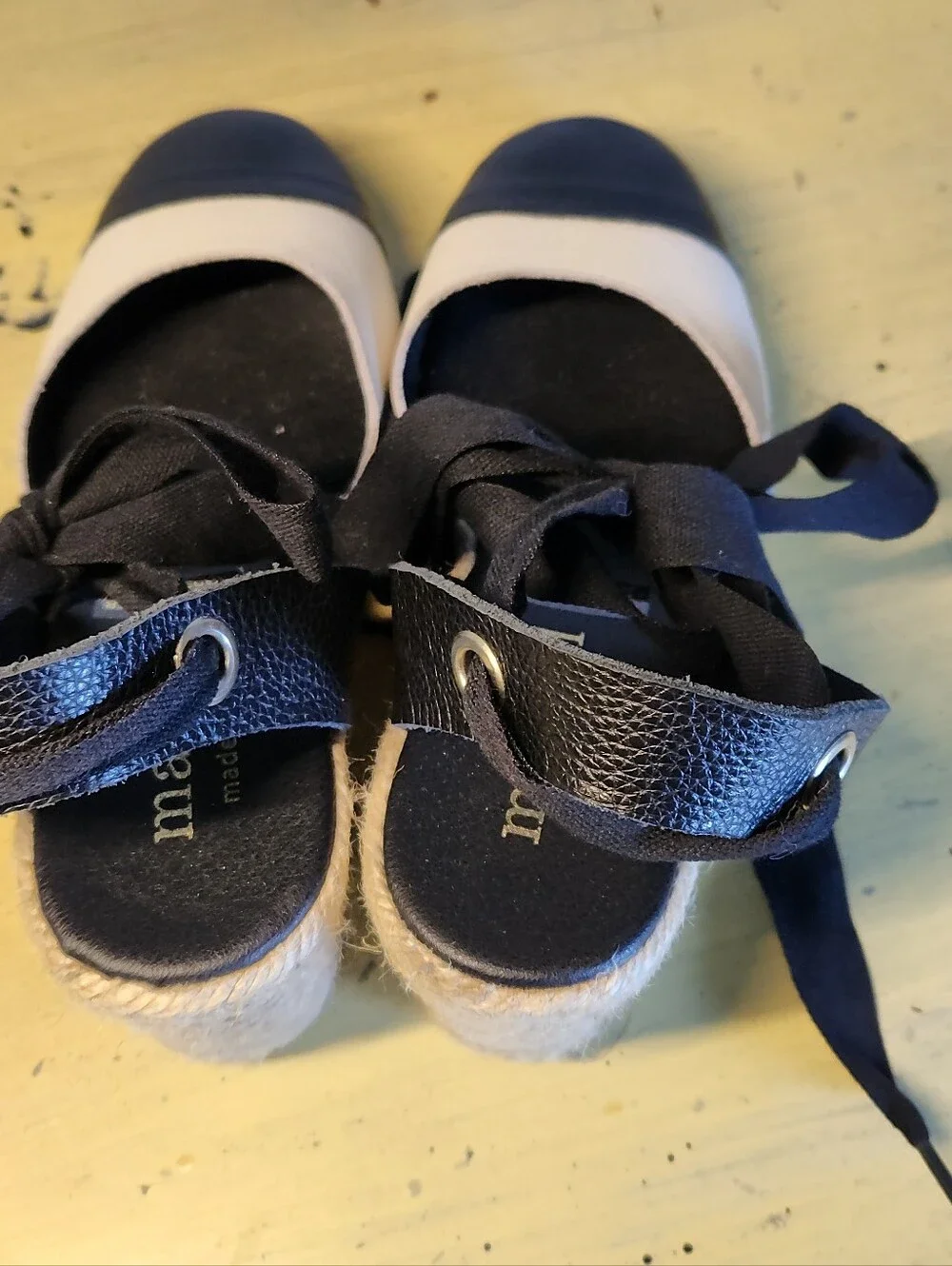 ✨ Maypol Black & Cream Cap-Toe Espadrille Wedge Sandals - Size 39 ✨